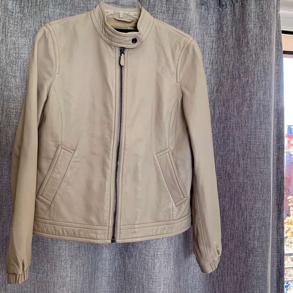 Gorgeous Coach Cream Leather Moto Jacket